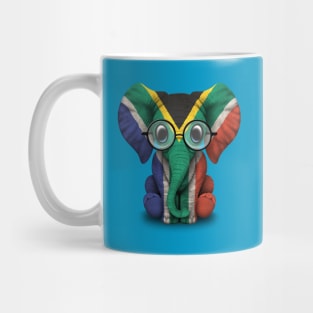 Baby Elephant with Glasses and South African Flag Mug